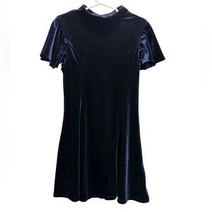 EUC Zuni Girls Navy Blue Short Sleeve Sleeve Velvet  Dress - Size Small